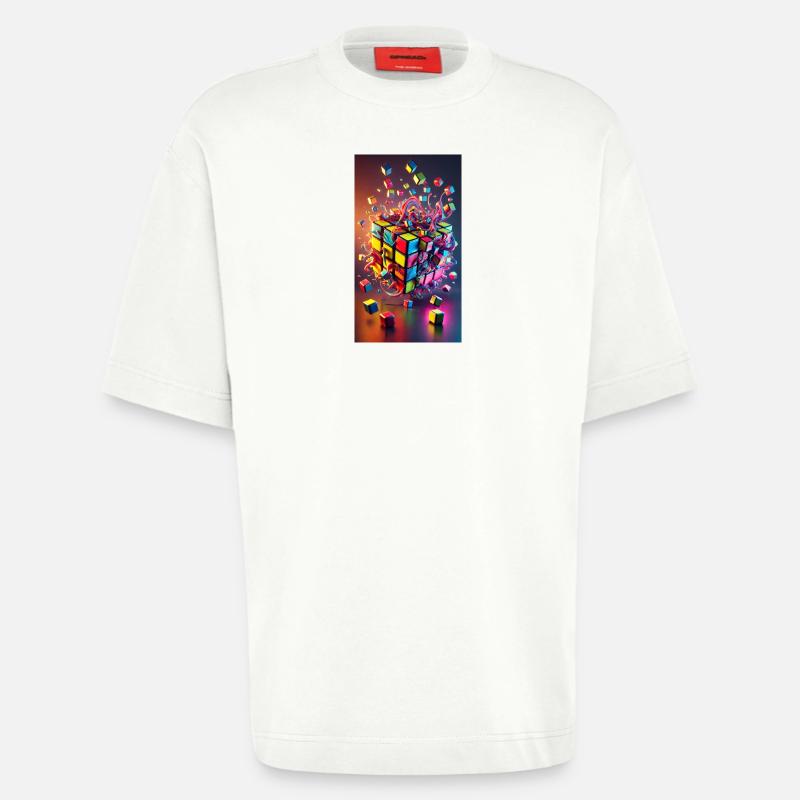 Cube d’explosion de couleur - T-shirt bio épais oversize fabriqué en UE - OFF WHITE