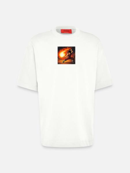 Fireball fighter in the volcano - Heavyweight T-Shirt - made by SPREAD  - OFF WHITE