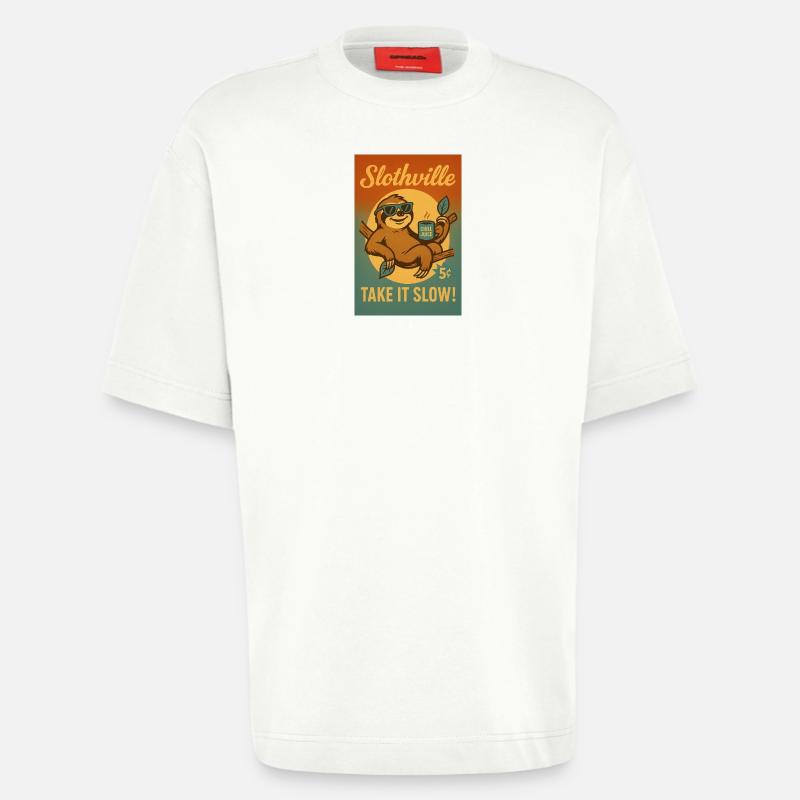 Faultier Slothville - Heavyweight T-Shirt - made by SPREAD  - OFF WHITE
