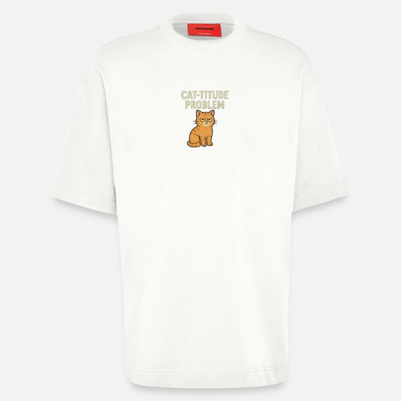 Catitude probleem Grumpy Kat Meme - Heavyweight T-Shirt - made by SPREAD  - OFF WHITE