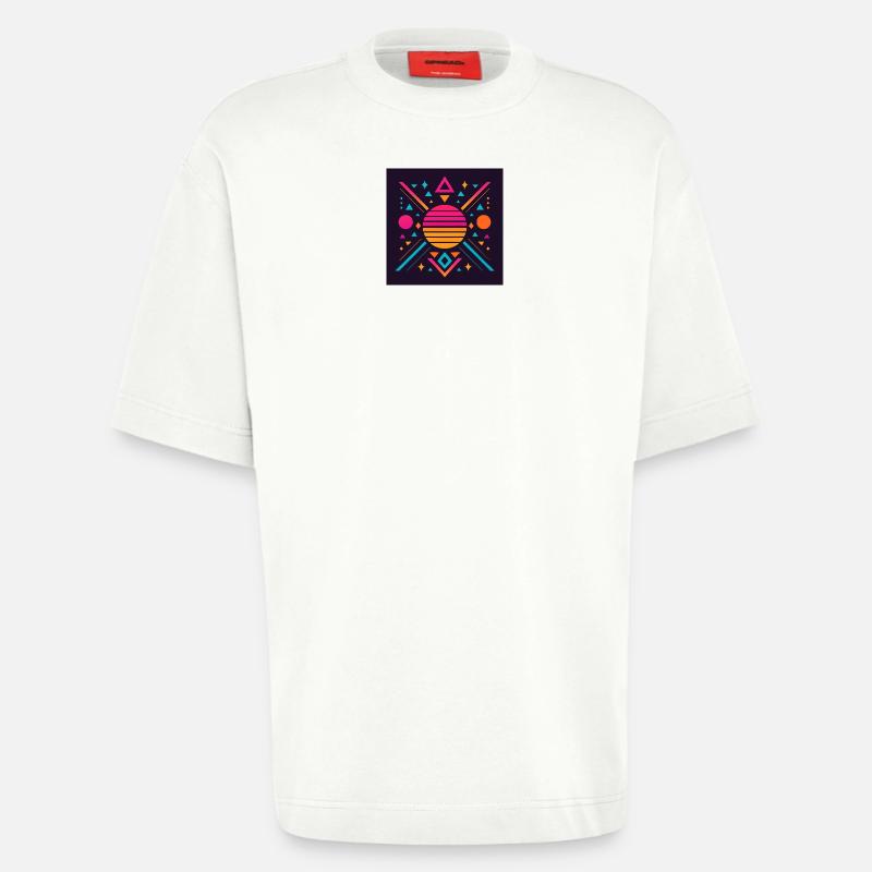 Synthwave geometric pattern - Heavyweight T-Shirt - made by SPREAD  - OFF WHITE