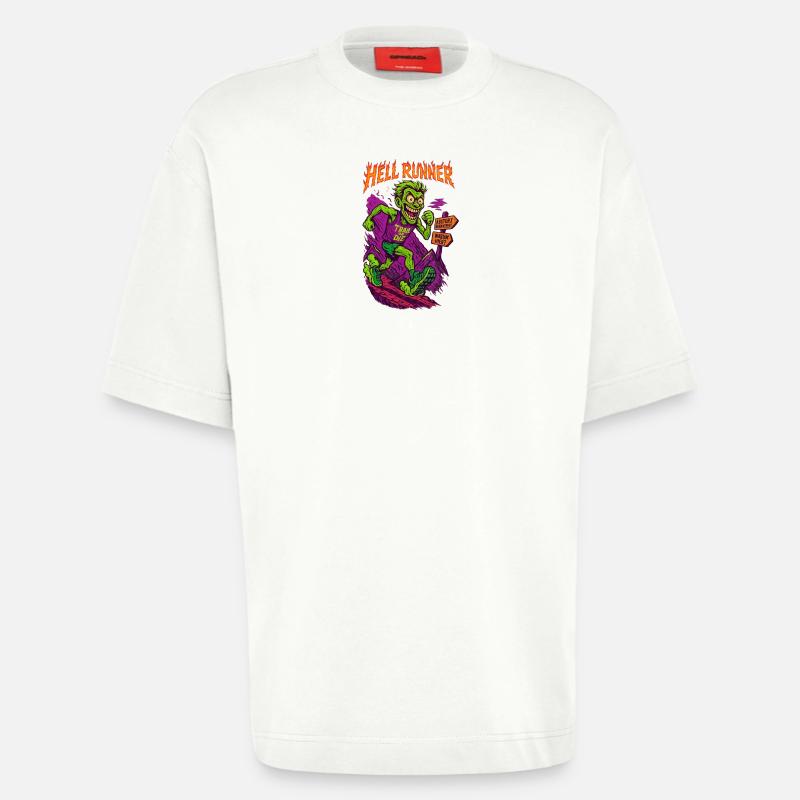 HELL RUNNER - Heavyweight T-Shirt - made by SPREAD  - OFF WHITE