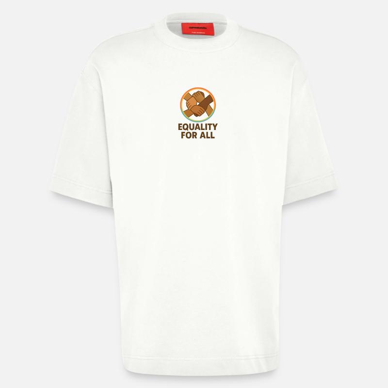 Unity Hands Conception de l’emblème circulaire - T-shirt bio épais oversize fabriqué en UE - OFF WHITE