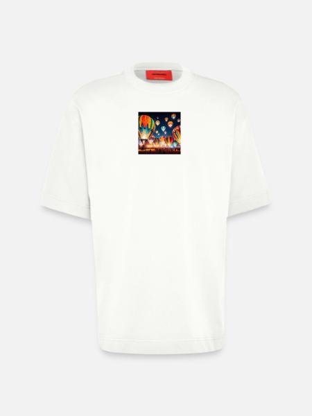 Bunte Nacht-Heißluftballons - Heavyweight T-Shirt - made by SPREAD  - OFF WHITE