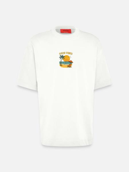 Sunset Beach Motif - Heavyweight T-Shirt - made by SPREAD  - OFF WHITE