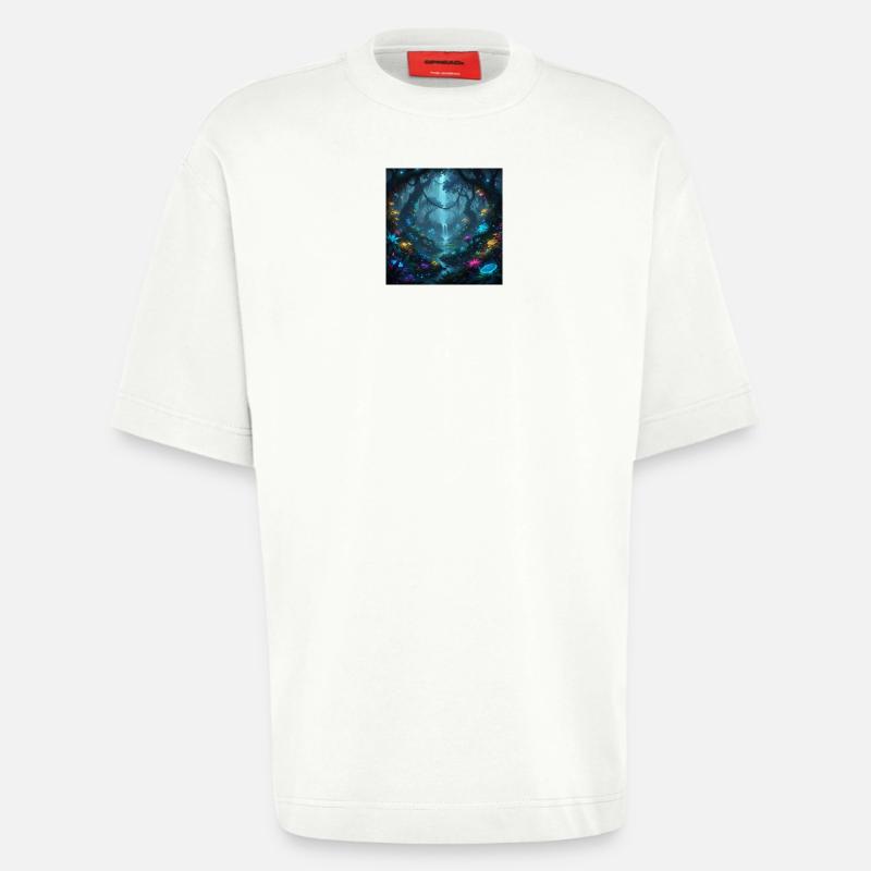 Forêt enchantée lumineuse dans l’obscurité - T-shirt bio épais oversize fabriqué en UE - OFF WHITE
