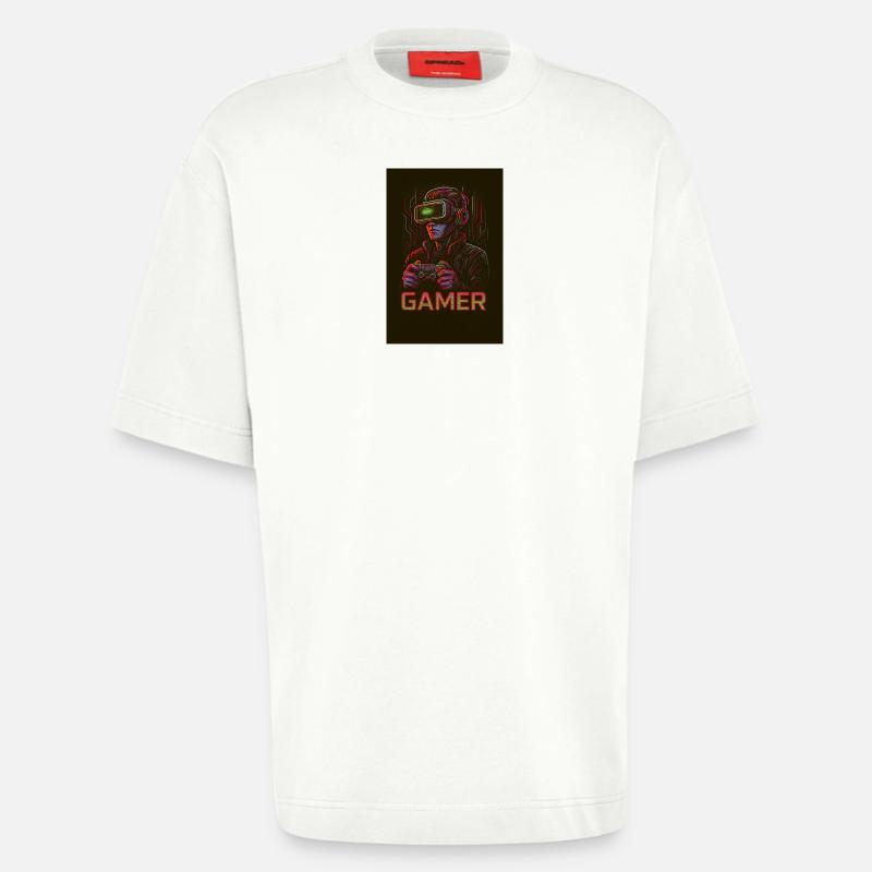 Neon Gamer Virtual Reality Bild - Heavyweight T-Shirt - made by SPREAD  - OFF WHITE