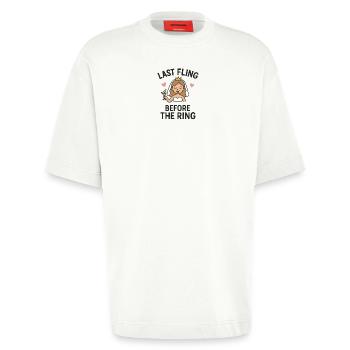 Last Fling before the Ring – Lustiges JGA Braut T- - Heavyweight T-Shirt - made by SPREAD  - OFF WHITE - Vorne - Fiona (171cm)