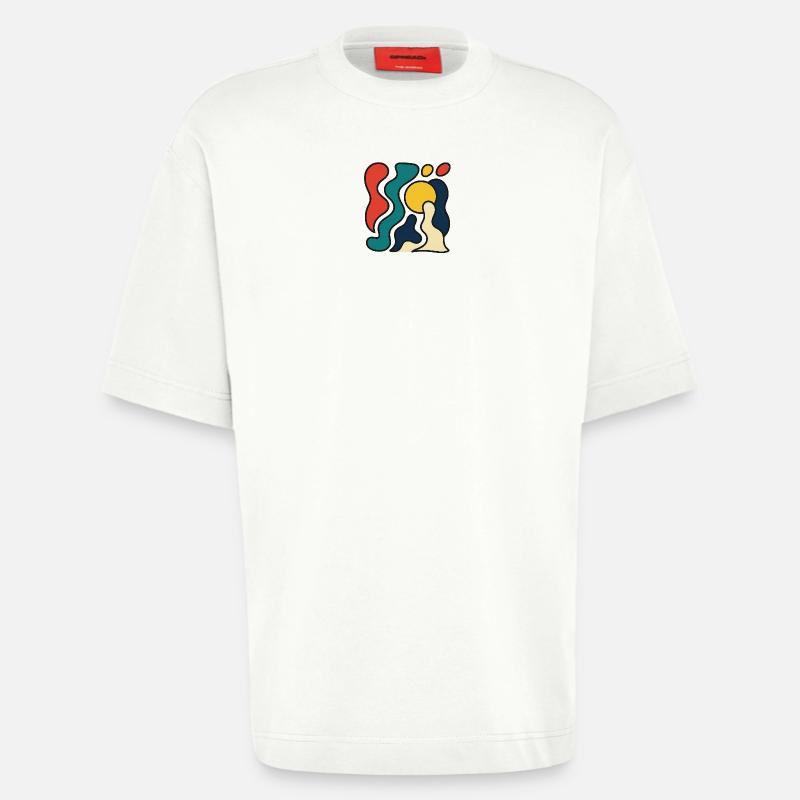Abstraktes Design mit gelber Sonne - Heavyweight T-Shirt - made by SPREAD  - OFF WHITE