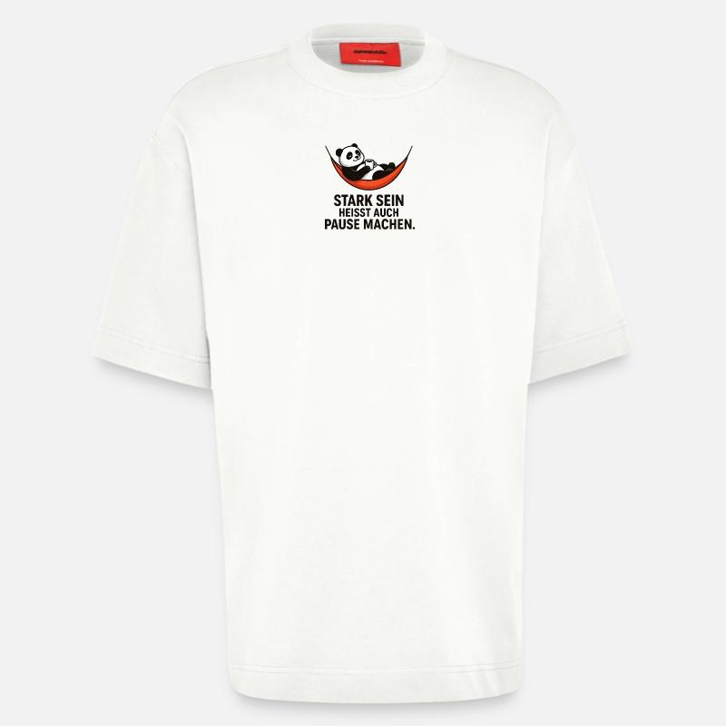 Panda Pause Kraft Spruch - Heavyweight T-Shirt - made by SPREAD  - OFF WHITE