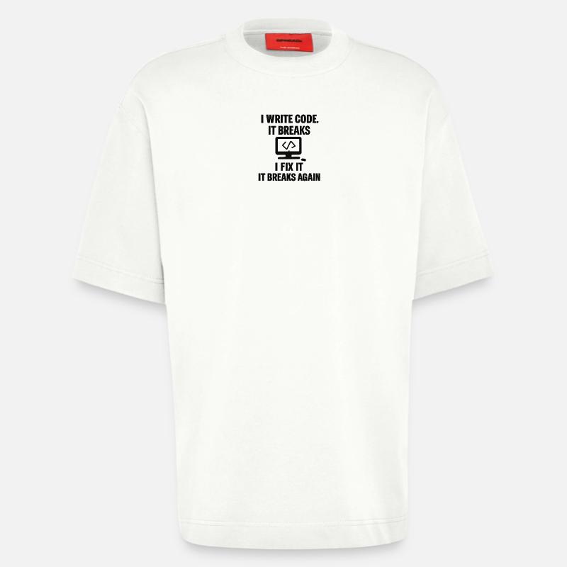 I Write Code – Funny Programmer T-Shirt - Heavyweight T-Shirt - made by SPREAD  - OFF WHITE