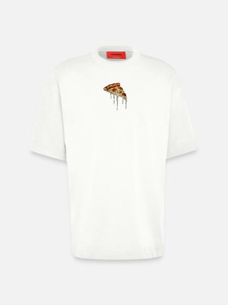Pizza Mosaic: Artistic Stained Glass Design - Heavyweight T-Shirt - made by SPREAD - OFF WHITE
