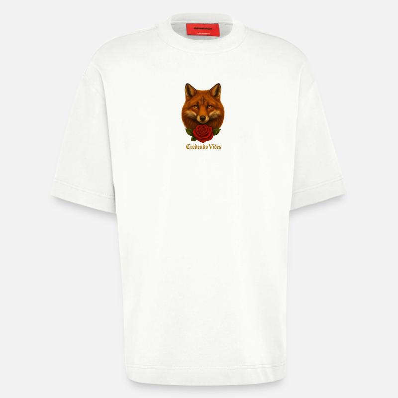 Fuchs mit Rose - Credendo Vides - Heavyweight T-Shirt - made by SPREAD  - OFF WHITE