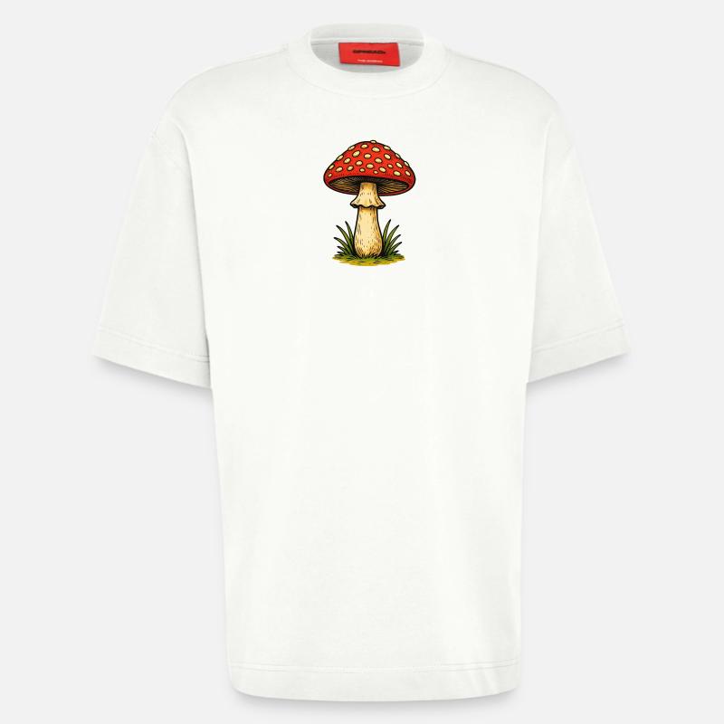 Red Toadstool Retro - Heavyweight T-Shirt - made by SPREAD  - OFF WHITE