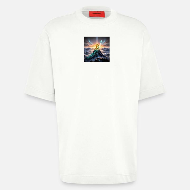 Bitcoin Gipfelaufstieg 3D - Heavyweight T-Shirt - made by SPREAD  - OFF WHITE