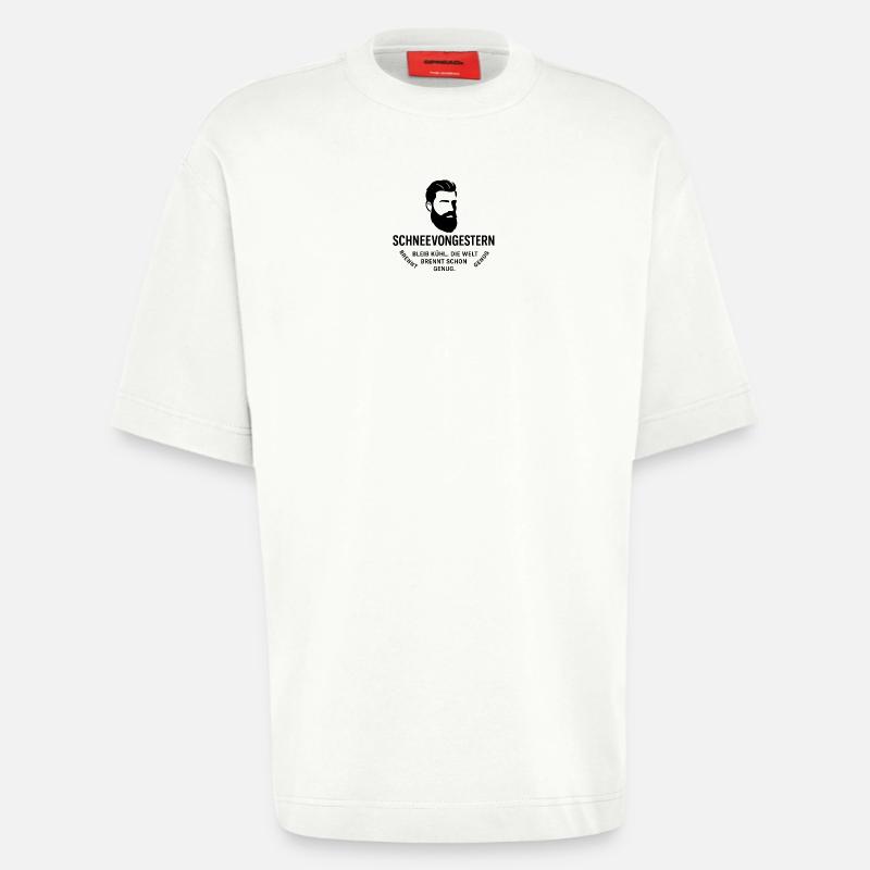 Bartkopf Portrait mit Textgrafik(SchneeVonGestern) - Heavyweight T-Shirt - made by SPREAD  - OFF WHITE