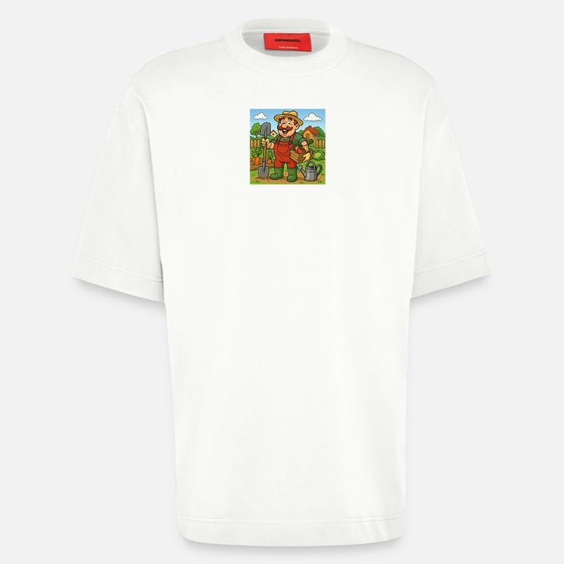 Bauer mit Erntekorb - Heavyweight T-Shirt - made by SPREAD  - OFF WHITE