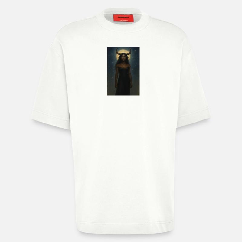 Mystical Horn Goddess - Heavyweight T-Shirt - made by SPREAD  - OFF WHITE