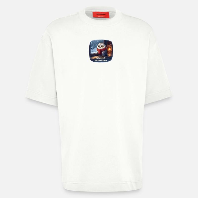 Winter Eule: Ich bleib drin - Heavyweight T-Shirt - made by SPREAD  - OFF WHITE