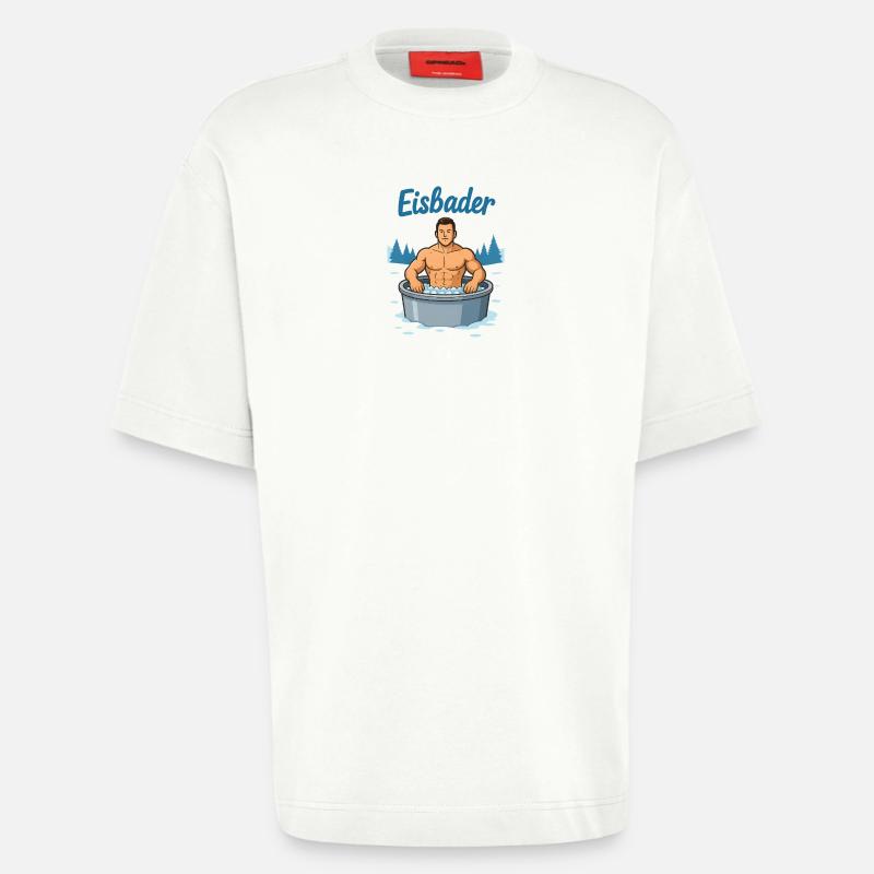Eisbader Muskelmann im Eisbad - Heavyweight T-Shirt - made by SPREAD  - OFF WHITE