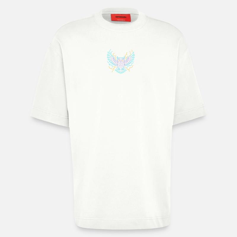 Neon-Eule mit Blitzen - Heavyweight T-Shirt - made by SPREAD  - OFF WHITE