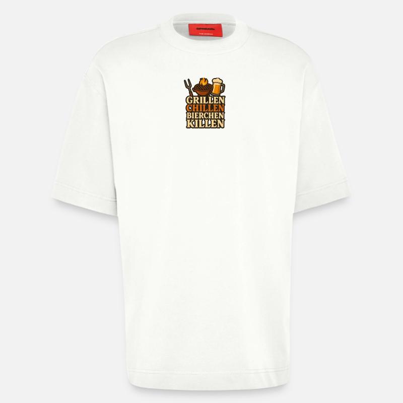 Grillen Chillen und dann Bierchen Killen - Heavyweight T-Shirt - made by SPREAD  - OFF WHITE