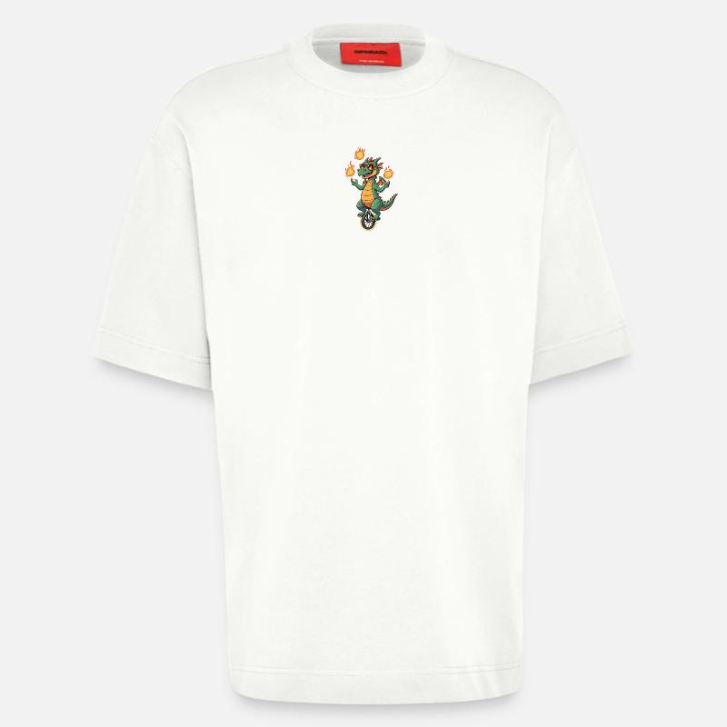 Feuerbläser auf Einrad - Heavyweight T-Shirt - made by SPREAD  - OFF WHITE