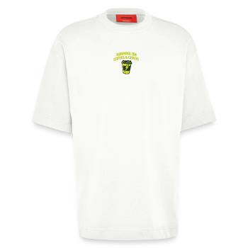 Coffee & Chaos: Running Mode - Heavyweight T-Shirt - made by SPREAD  - OFF WHITE - Front - Fiona (171cm)