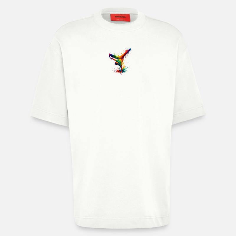 Main Danse Arc-en-Ciel Éclaboussée - T-shirt bio épais oversize fabriqué en UE - OFF WHITE