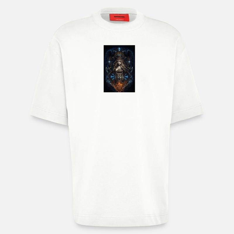 Wikinger Freya Hugin & Munin Wolf Runen - Heavyweight T-Shirt - made by SPREAD  - OFF WHITE