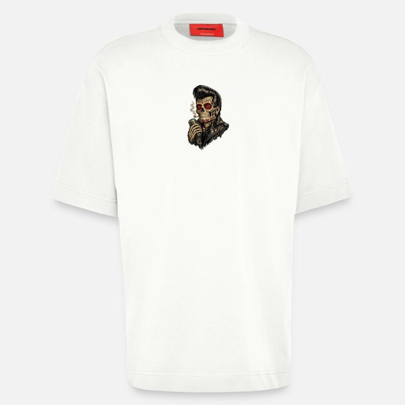 Skelett Sugar Skull Rockabilly Mikrofon - Heavyweight T-Shirt - made by SPREAD - OFF WHITE