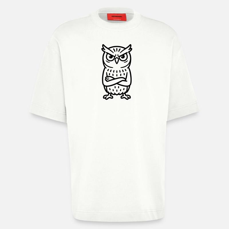 Angry Owl Comic - Heavyweight T-Shirt - made by SPREAD  - OFF WHITE