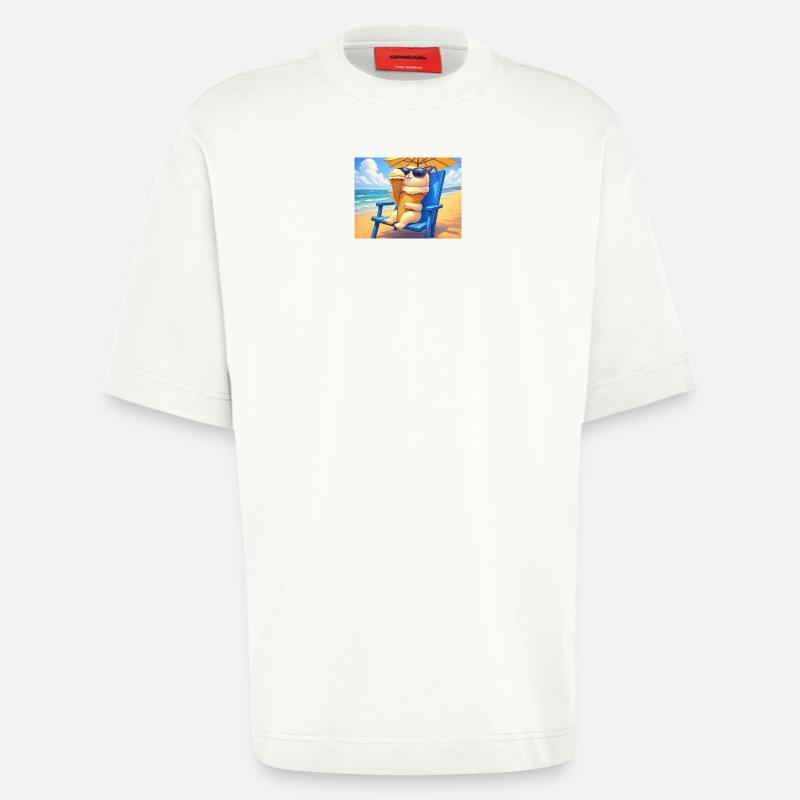 Strand Bunny Eiscreme Sonnenbrille - T-shirt bio épais oversize fabriqué en UE - OFF WHITE