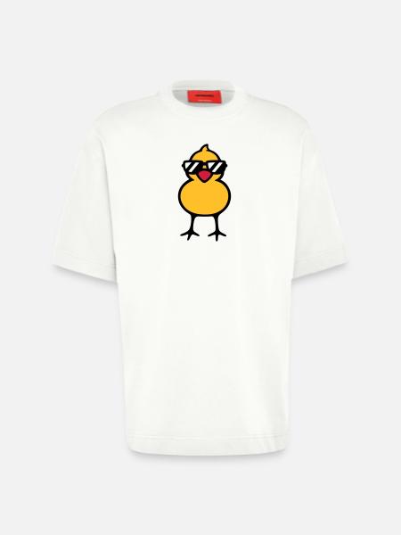 cool chick (rd) - T-shirt bio épais oversize fabriqué en UE - OFF WHITE
