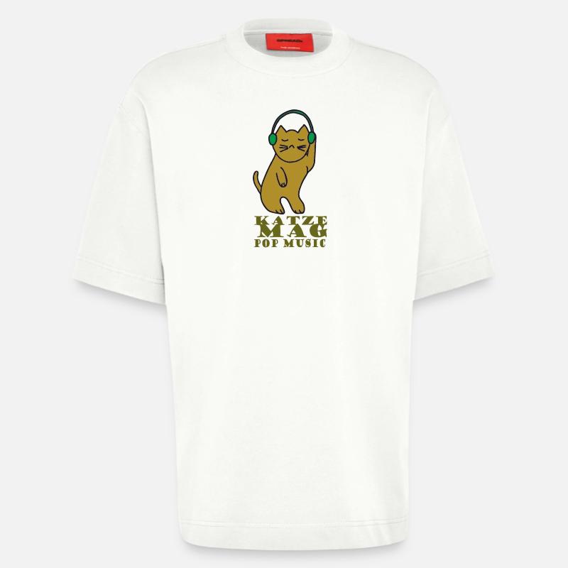 Le chat aime la pop - T-shirt bio épais oversize fabriqué en UE - OFF WHITE