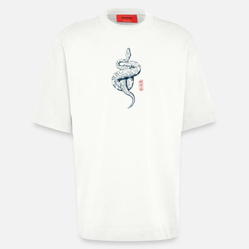 Python mit Kanji Stempel - Heavyweight T-Shirt - made by SPREAD  - OFF WHITE