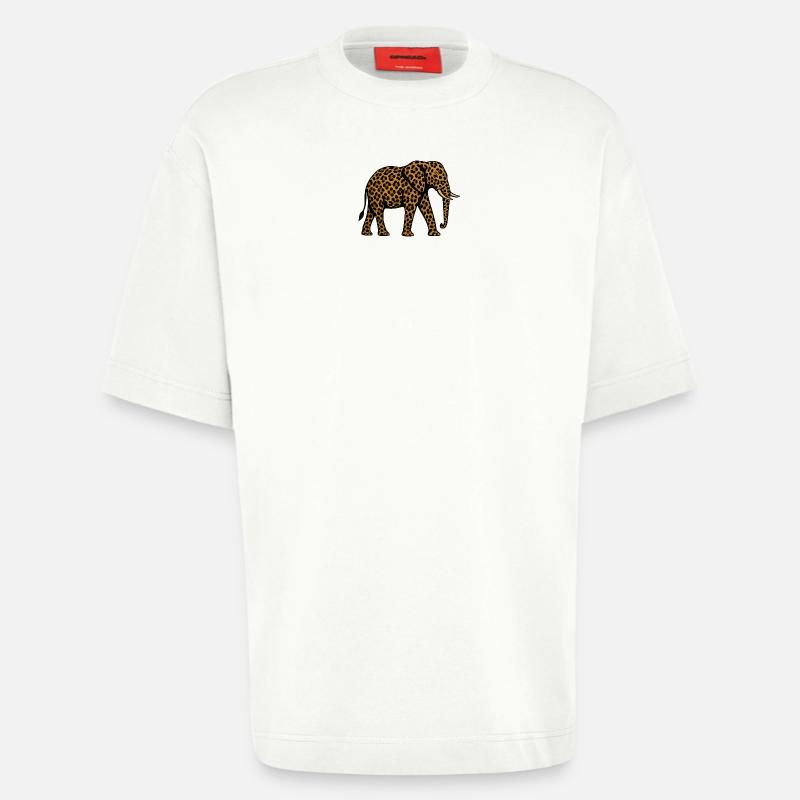 Leopard Elefant Muster - Heavyweight T-Shirt - made by SPREAD - OFF WHITE