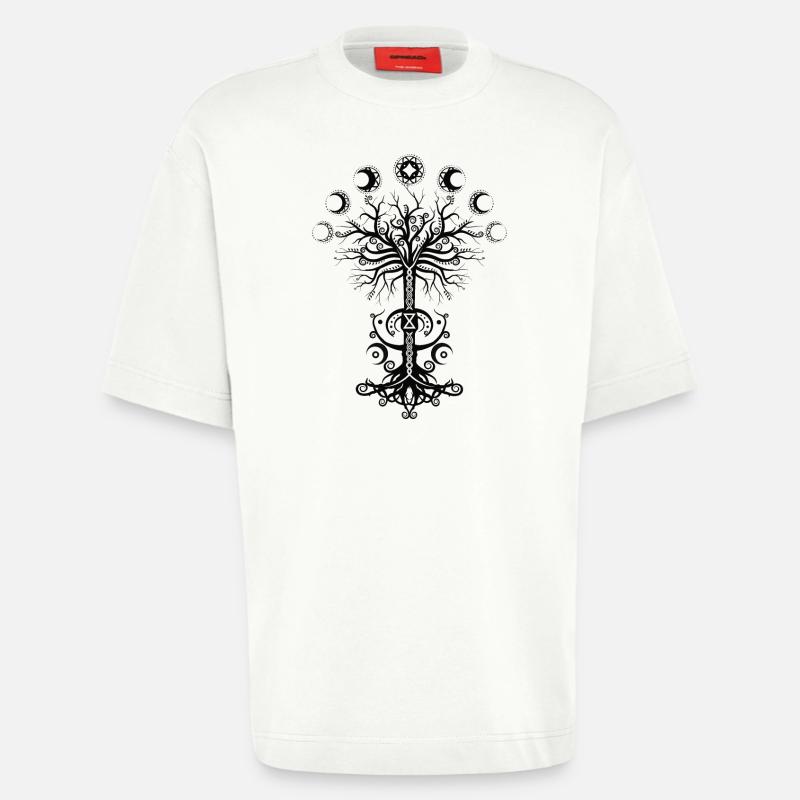 Ygdrassil Moon Phase Lebensbaum Occult Pagan - Heavyweight T-Shirt - made by SPREAD - OFF WHITE