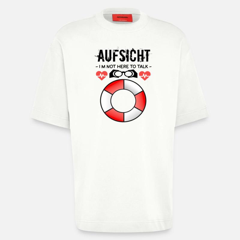 Surveillance - Surveillance des bains - T-shirt bio épais oversize fabriqué en UE - OFF WHITE