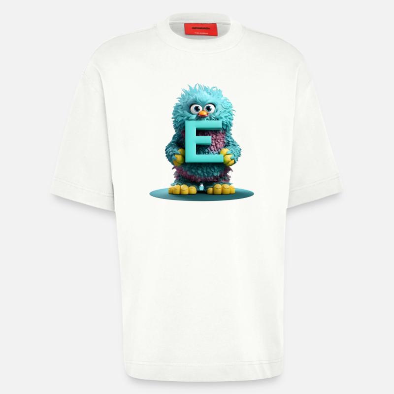 Flauschiges Monster mit dem Buchstaben E - Heavyweight T-Shirt - made by SPREAD  - OFF WHITE