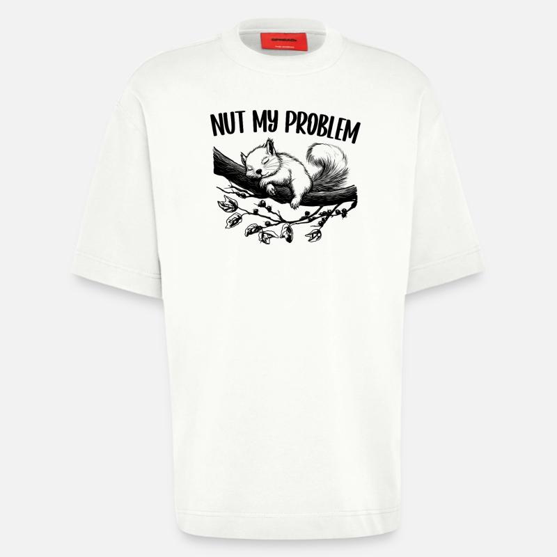 Nut My Problem Mignon Écureuil Cadeau - T-shirt bio épais oversize fabriqué en UE - OFF WHITE