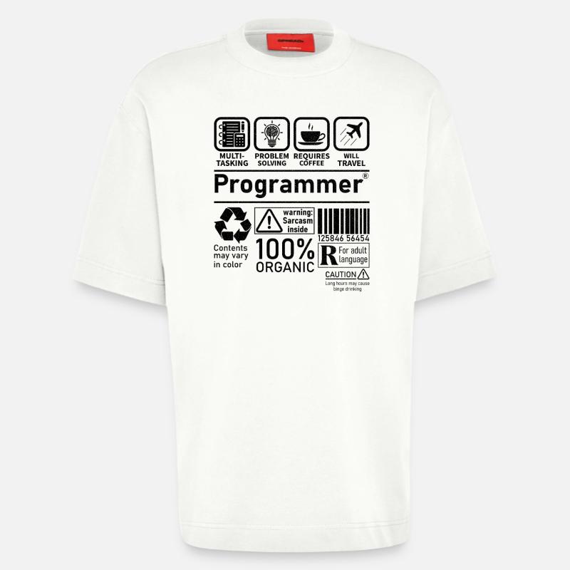 Programmer multi tasking problem solving requires - Heavyweight T-Shirt - made by SPREAD  - OFF WHITE