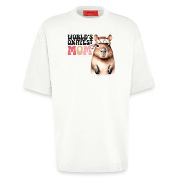 Worlds Okayest Mom Capybara Lustig Mama Mutter - Heavyweight T-Shirt - made by SPREAD  - OFF WHITE - Vorne - Fiona (171cm)