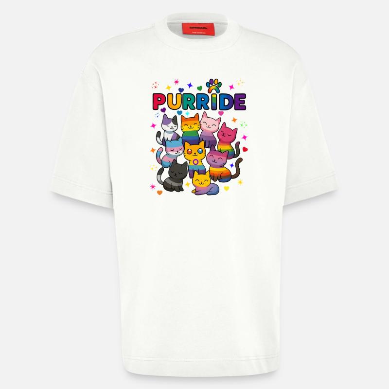 Purride Chats LGBT - T-shirt bio épais oversize fabriqué en UE - OFF WHITE