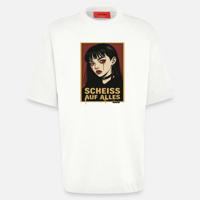 Emo Gothic Girl mit Aussage - Heavyweight T-Shirt - made by SPREAD  - OFF WHITE