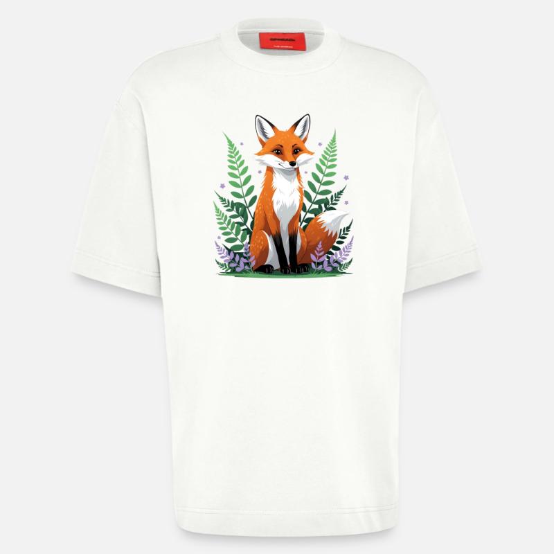 Wald-Fuchs mit Blumen und Blättern - Heavyweight T-Shirt - made by SPREAD  - OFF WHITE