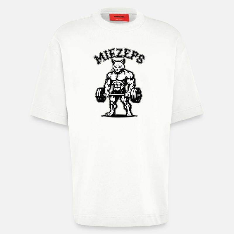 Kitty - Muscles endoloris - Chat - Dire - T-shirt bio épais oversize fabriqué en UE - OFF WHITE
