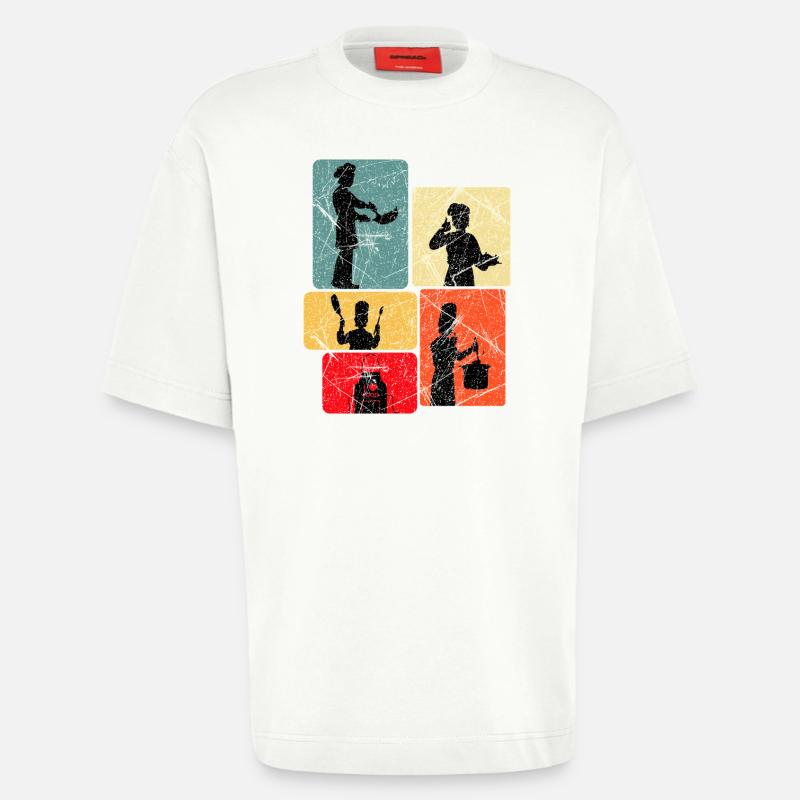 Küchenhelden Silhouetten Muster - Heavyweight T-Shirt - made by SPREAD  - OFF WHITE