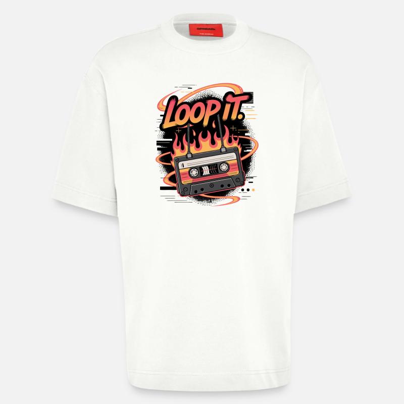 Retro Kassette Loop It Musikdesign - Heavyweight T-Shirt - made by SPREAD  - OFF WHITE
