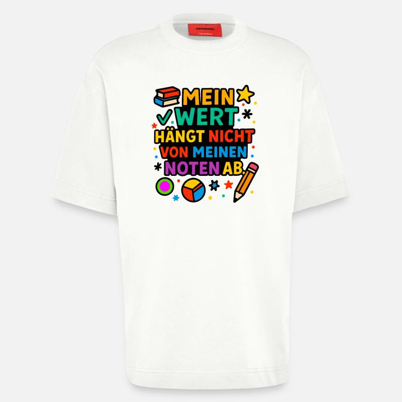 Ma valeur compte, pas mes notes - T-shirt bio épais oversize fabriqué en UE - OFF WHITE